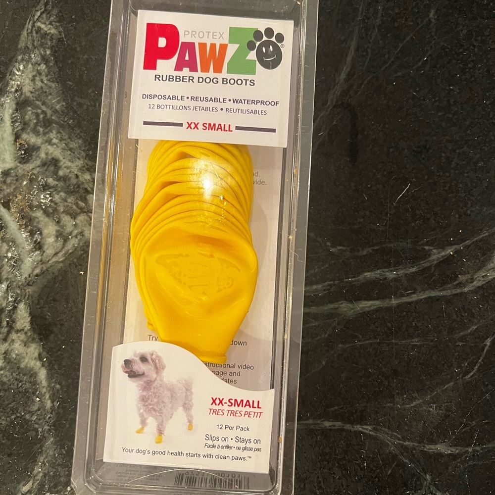PAWZ Yellow Rubber Dog Boots - XX Small